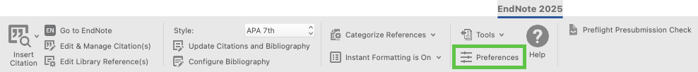 Image showing the Preferences button on the CWYW toolbar